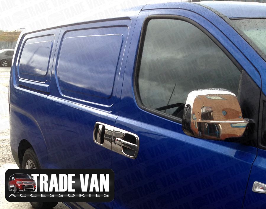 Our Hyundai I800 Door Handle Covers Stainless Steel are made from chrome look hand polished Stainless Steel. Buy online at Trade Van Accessories.