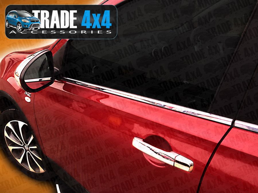 Our Nissan Qashqai stainless steel window trim covers really upgrade your Qashqai 4x4,  These stainless steel chrome look window trim covers will fit all Qashqai models from 2007 to 2013. Buy all your 4x4 accessories online at Trade Van Accessories