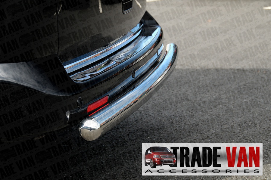 Our VW Caddy Rear Bar, Bumper Protector Bars are a practical and stylish accessory for your Volkswagen Caddy Van or MPV. Made from chrome look hand polished Stainless Steel. Buy online at Trade Van Accessories.