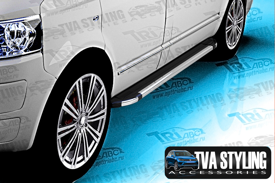 VW T6 Side bars Volkswagen T6 Brilliant Black Side Steps TVA Styling