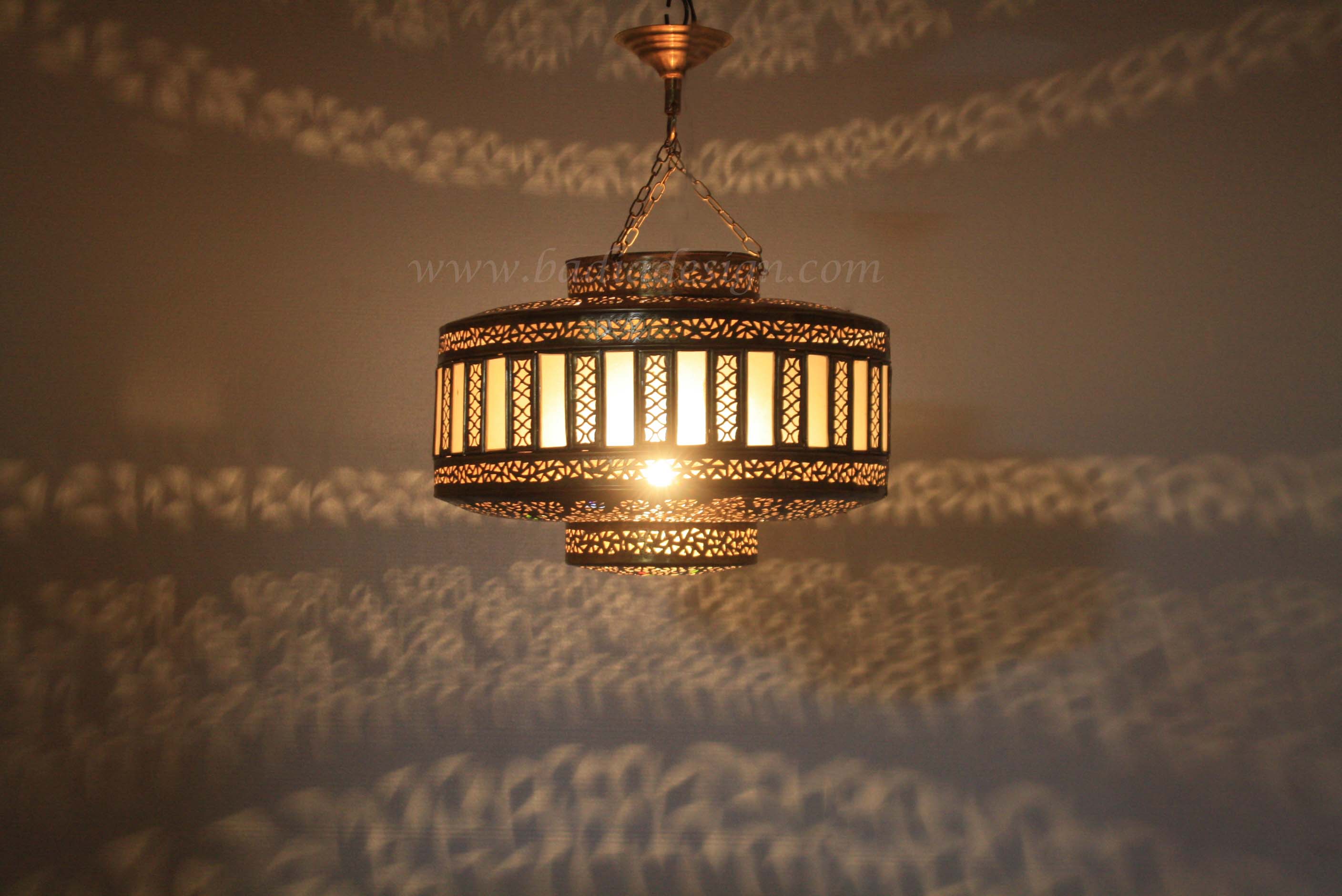 Brass Body White Glass Lampshade Chandelier - Pendant Light