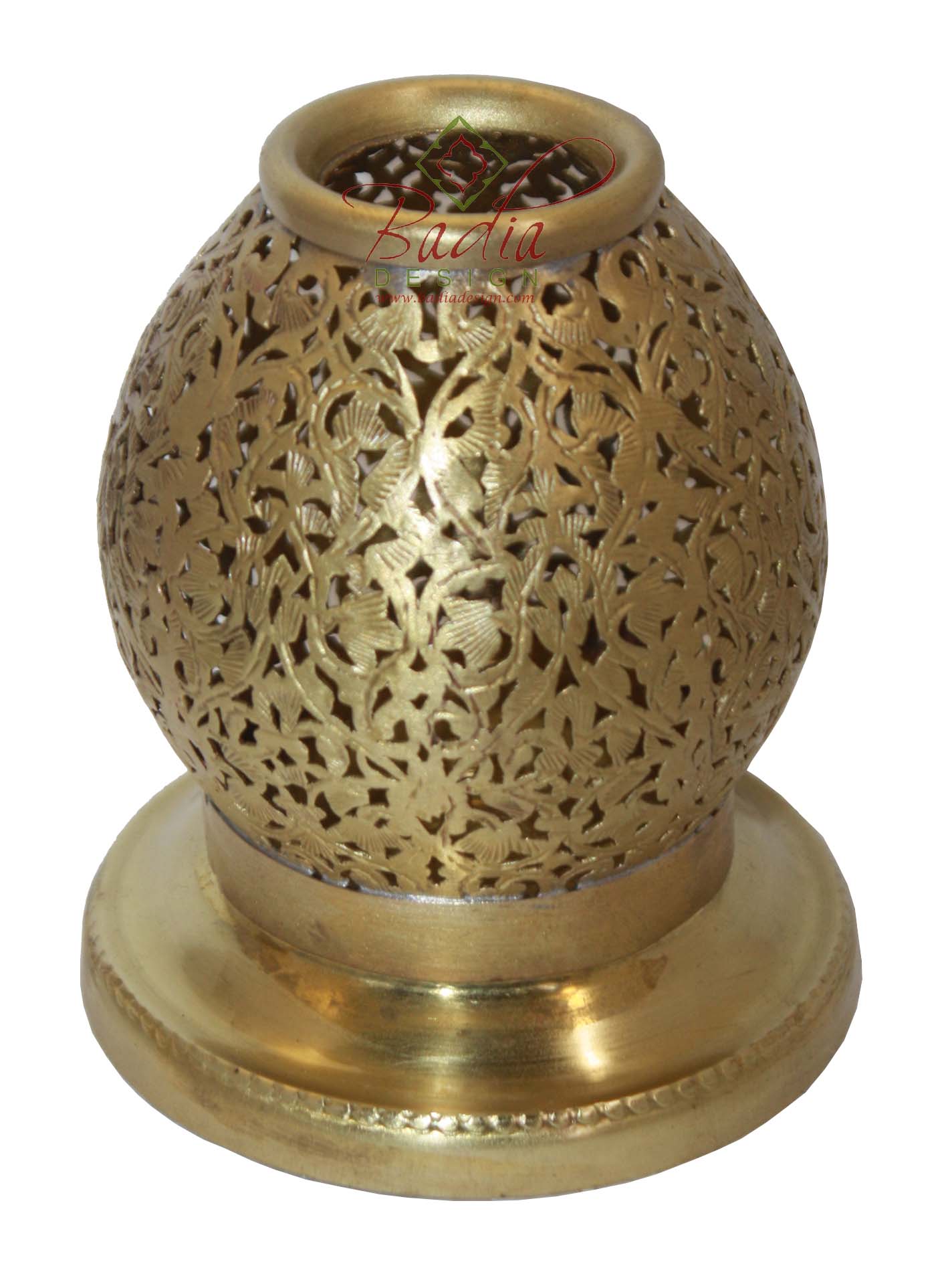 Moroccan Decorative Brass Candle Holder from Badia Design Inc.