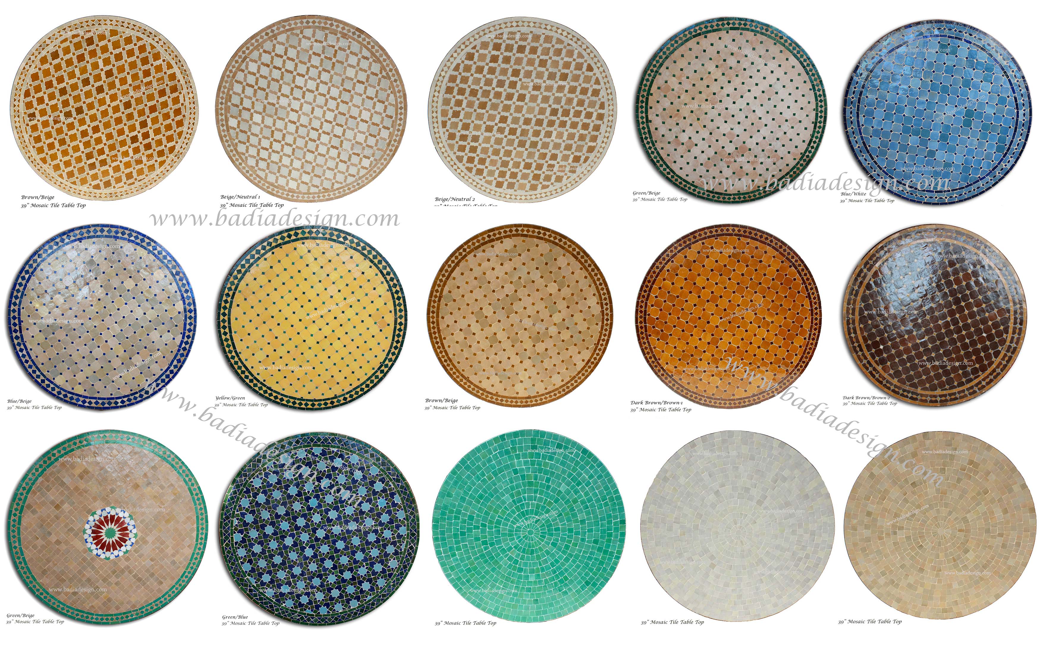 39 Inch Round Mosaic Tile Table Top from Badia Design Inc.
