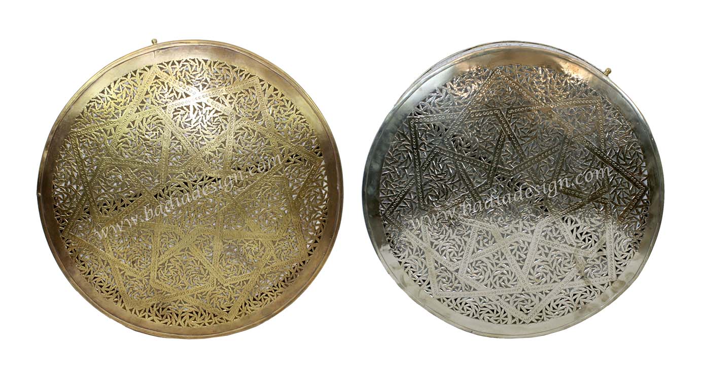 Moroccan Round Brass and Silver Wall Sconce
