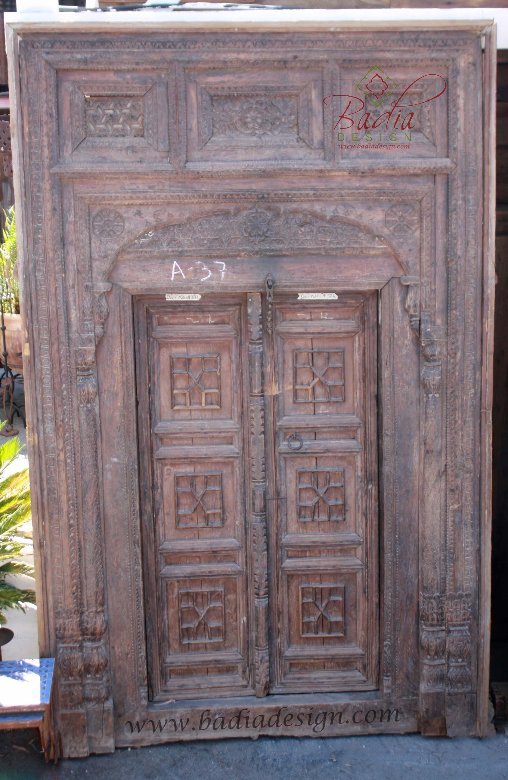 Vintage Hand Carved Wooden Door From Badia Design Inc
