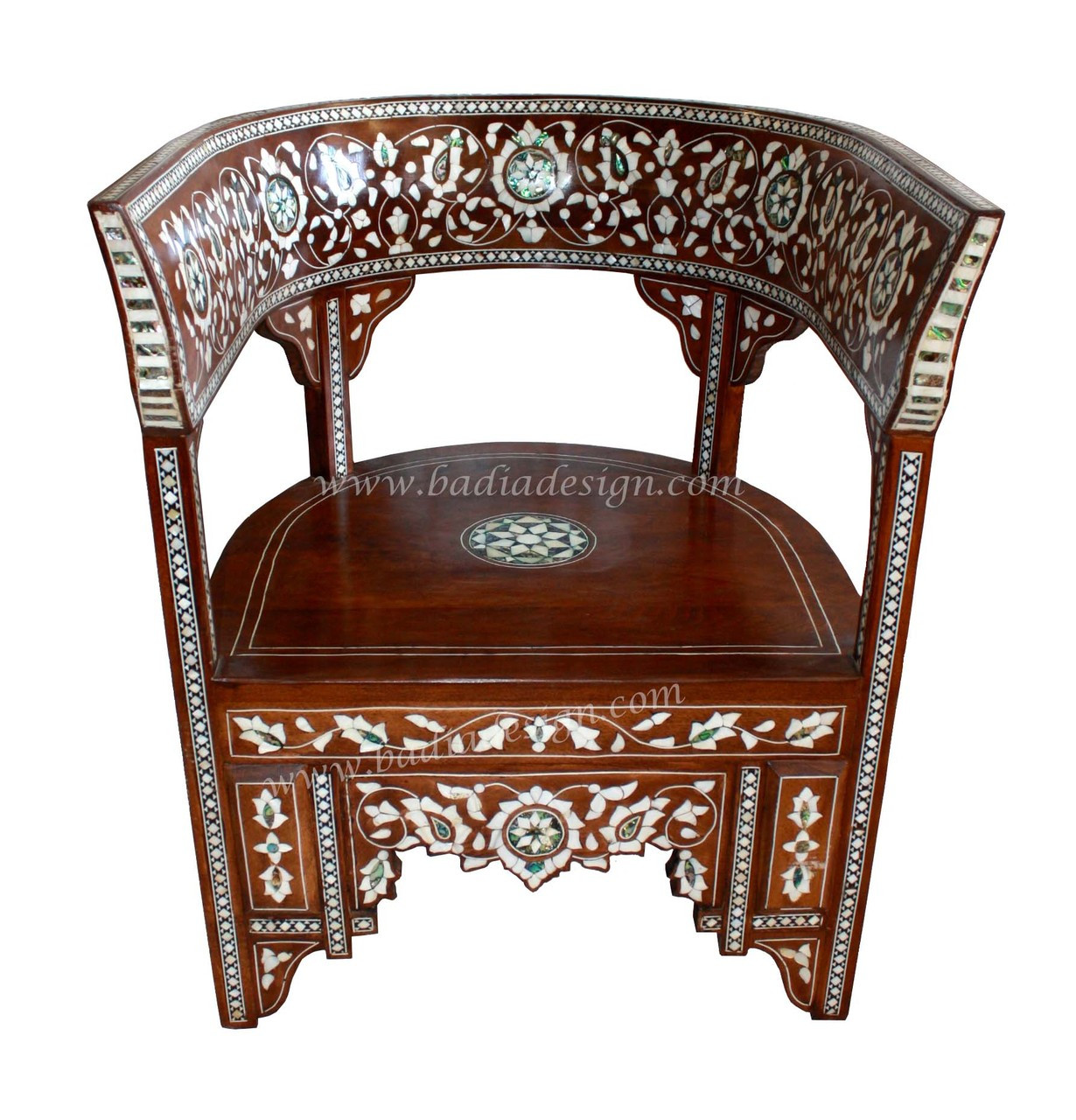 Moroccan Mother Of Pearl Inlaid Handcrafted Chair From Badia