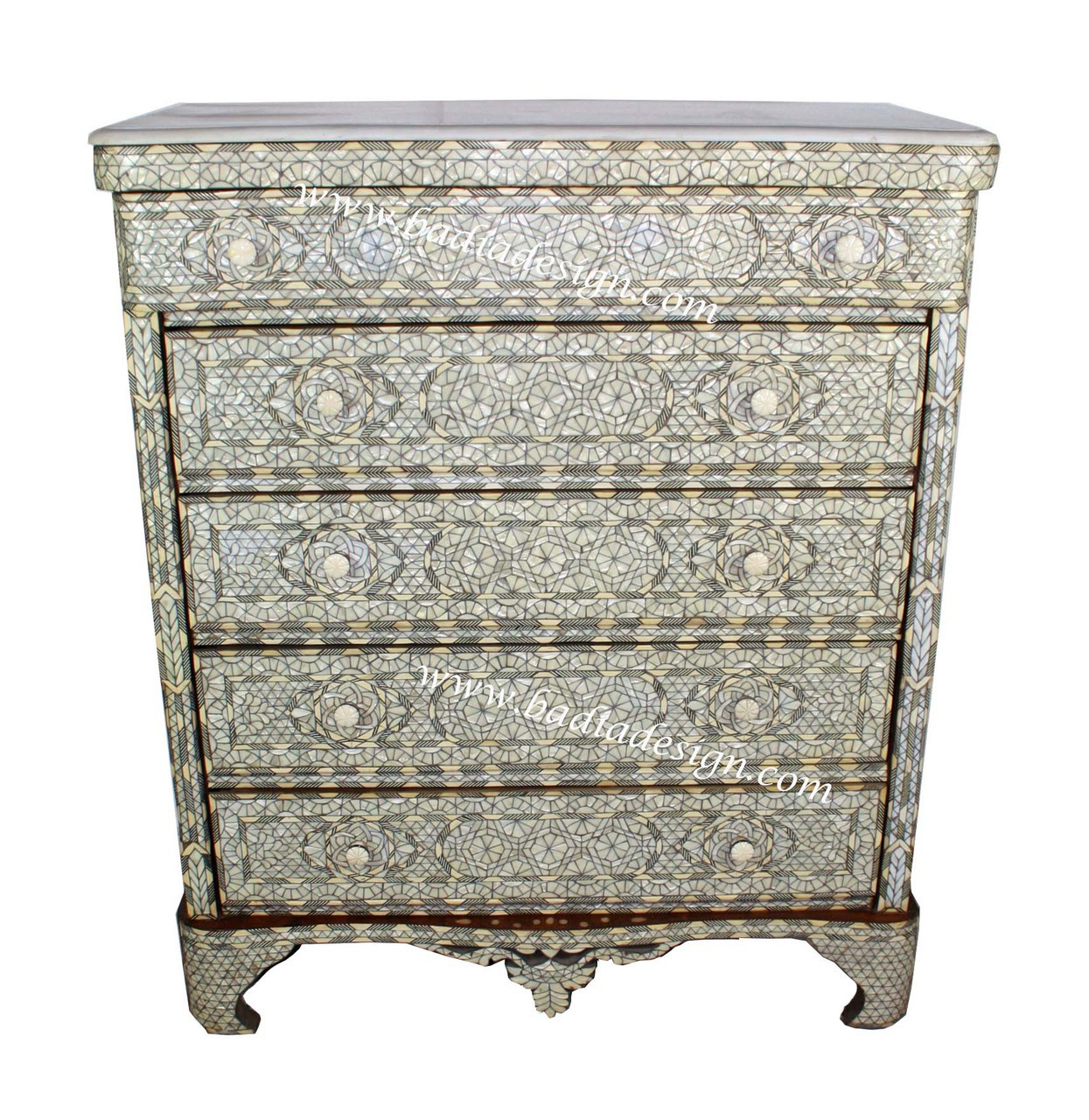 White Moroccan Mother Of Pearl Dresser From Badia Design Inc