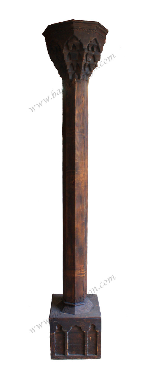 Tall Hand Carved Wooden Column From Badia Design Inc