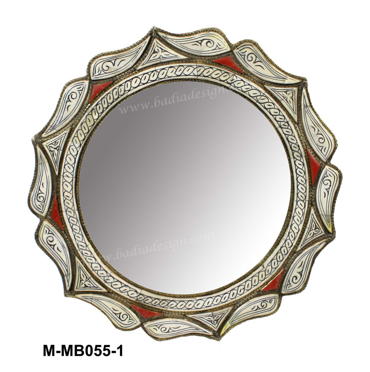 Round Moroccan Decorative Metal And Bone Mirror From Badia Design Inc