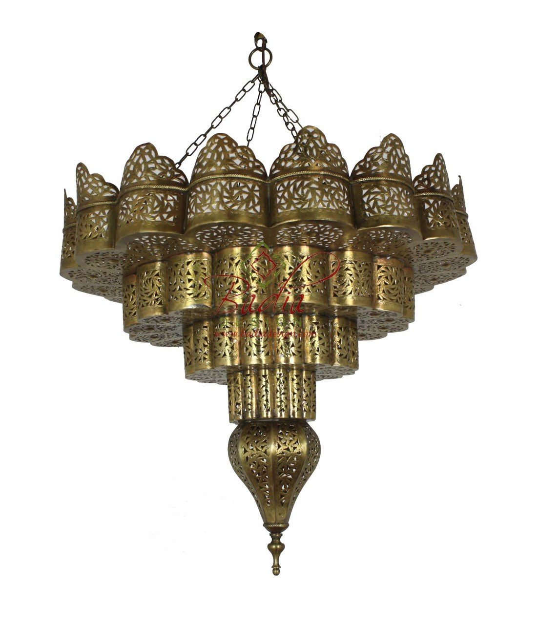 Moroccan Brass Upside Down Cake Chandelier From Badia Design Inc