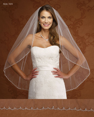 Marionat Bridal Veils 3431-Embrodiered Beaded Edge-The Bridal Veil Company