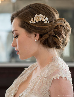 Bel Aire Bridal 6699 Comb - Small painted metal flower comb