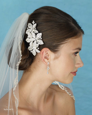 Marionat Bridal 4674 Rhinestone Flower Comb - Le Crystal Collection