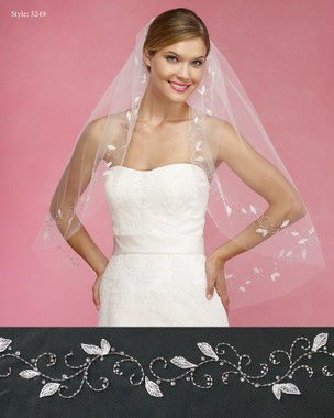 Marionat Bridal Veils 3249- The Bridal Veil Company - Leaf Embroidered Design