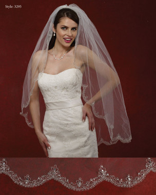 Marionat Bridal Veils 3295- The Bridal Veil Company - Scalloped Embroidered Edge