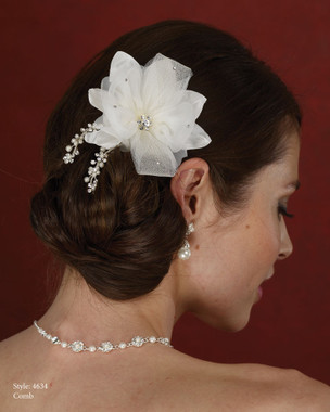 LeCrystal Accessory - Marionat Bridal Headpieces 4634- Flower Comb with Pearl Sprays