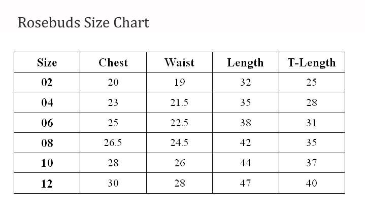 Red Rose Size Chart