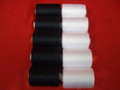 10 Domestic Sewing Machine Polyester Black & White Thread 1000M