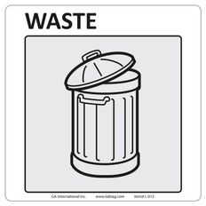 Warning Labels for General Laboratory Use "WASTE" - 101.6mm x 101.6mm  #L-012-0.1P