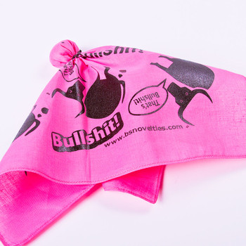 14" x 14" Original Bullshit Flag - Pink- Ladies, we understand that your gender gets more than it's fair fair of BULLSHIT. So we have the perfect flag for you when it's time to call BULLSHIT. This fancy pink bandana will not be obstrusive, tucks neatly in your purse or clutch and is ready in an instant when you need it. While men are the best at shooting the BULL. Ladies are the best at calling it. So for those times when you cannot stand the comments, suggestions, claims, denials, pick up lines or otherwise BULLSHIT coming from a freind, collegue, family member, a celebrity or politician. Now you can express your feelings with this fun, lightweight, attention getter that's says, I have heard enough.

