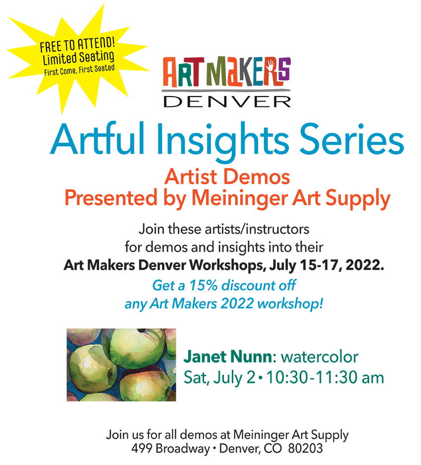 Artful Insights by Art Makers Denver at Meininger's Denver store, Saturday, July 2, 10:30-11:30! Check it out!