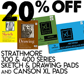 20% OFF Strathmore 300 & 400 Series Sketch & Drawing Pads and Canson XL Pads 20% OFF Strathmore 300 & 400 Series Sketch & Drawing Pads and Canson XL Pads