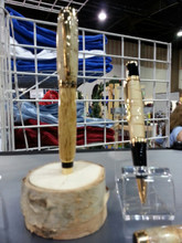 These capped pens come in many varities. As close as you can get to writing with a fountain pen without the liquid ink. Minimal resistance on the page will save your hand and wrist if you do a lot of writing with these beauties.

Cap is made from birch bark. Pen body from masur or spalted birch.

Postable cap for a balanced writing experience
Schmit or Private reserve refills
Gold or silver metal
Wood or Acrylic