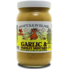 A hot mustard with the great combination of garlic and parsley together.