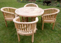ring table with banana arm chairs |C&T Teak | Sustainable Teak Garden Furniture | Ring table | Suffolk