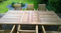 rectangular extending table with stacking arm chairs |C&T Teak | Sustainable Teak Garden Furniture | extending   \ Norfolk