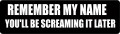 REMEMBER MY NAME - YOU'LL BE SCREAMING IT LATER (1 Dozen)