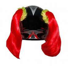 Red Motorcycle Helmet Pigtails