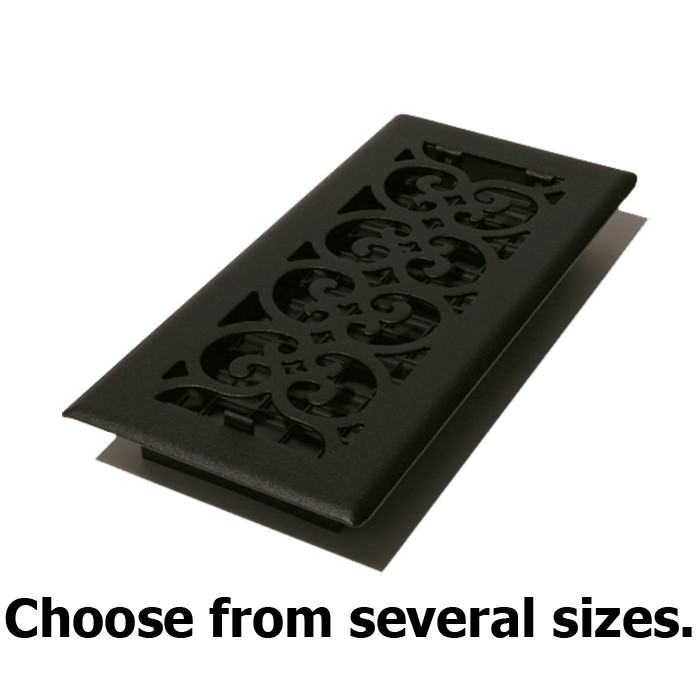 Black Painted Textured Cast Iron Look Steel Floor Register