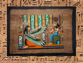 Egyptian Papyrus Art: Ma'at and Isis