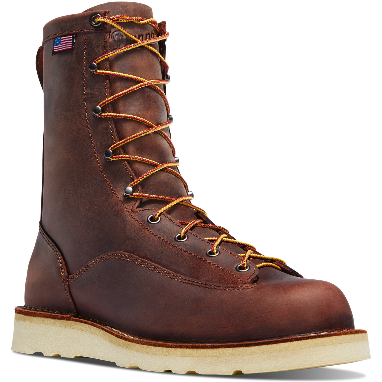 Danner Bull Run 8" Brown Work Boots 15556 - Plain Toe, Wedge Sole, EH Rated - All Sizes