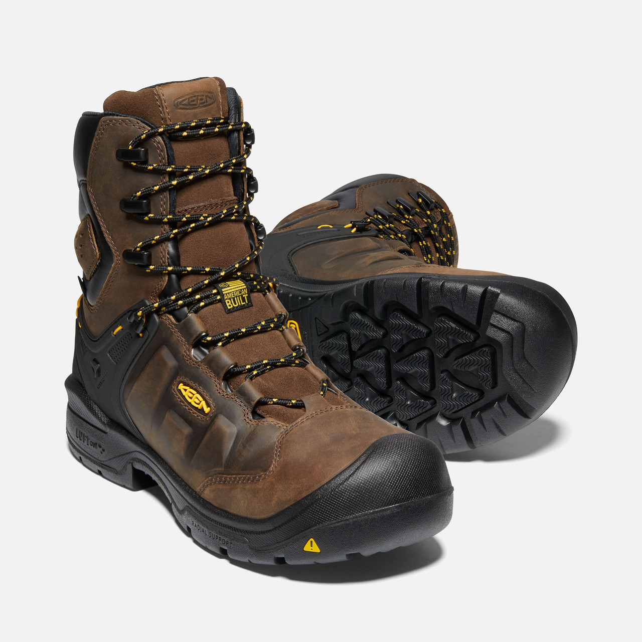 KEEN UTILITY MEN'S BROWN DOVER 8 INCH WATERPROOF CARBON SAFETY TOE