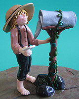 Amish Quilts - Amish boy at mail box Amish Quilts - Amish boy at mail box