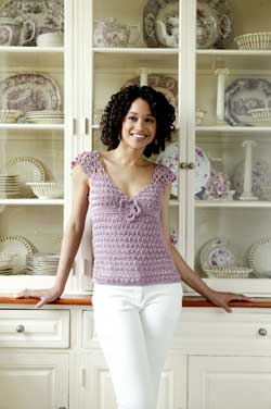 Flutter-Sleeve Top crochet pattern from SweaterBabe.com's Fabulous and Flirty Crochet book