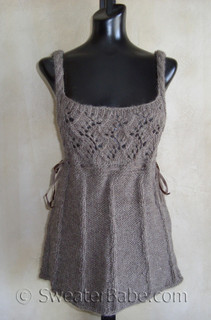 knitting pattern photo of #64 Romantic Cable and Lace Vest Knitting Pattern