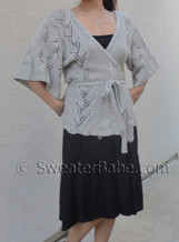 knitting pattern photo of #69 Cables and Lace Kimono Wrap Cardigan 