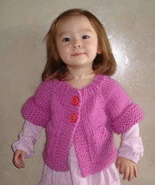 knitting pattern photo of #72 Child's Top-Down Short-Sleeved Cardigan