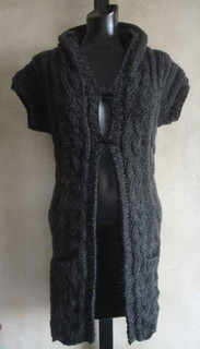 knitting pattern photo of #85 Wavy Textured Hooded Vest PDF Knitting Pattern