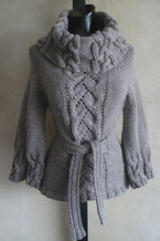 knitting pattern photo of #90 Chic Cables and Lace Cowl Neck Sweater PDF Knitting Pattern