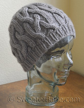 knitting pattern photo of #92 One Skein Braided Cable Hat PDF Knitting Pattern