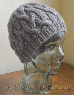 knitting pattern photo of #92 One Skein Braided Cable Hat PDF Knitting Pattern