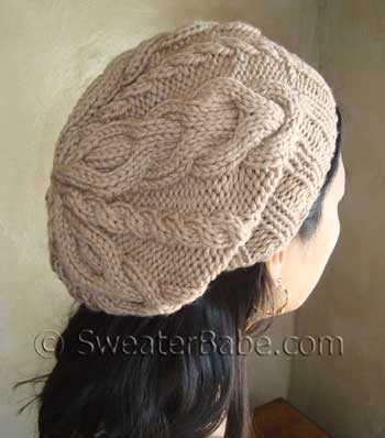 Very popular Slouchy 2-Way Cabled Hat PDF Knitting Pattern from