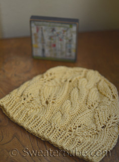 #114 Breezy Lace and Cable Hat PDF Knitting Pattern photo