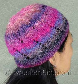 photo of #116 One-Ball Curvy Lace Hat PDF Knitting Pattern