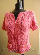 photo of #135 Babe Zip-Front Hello Kitty Cardigan and Cowl Set PDF Knitting Pattern without cowl.