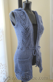 knitting pattern photo for #162 Sweet Hooded Vest